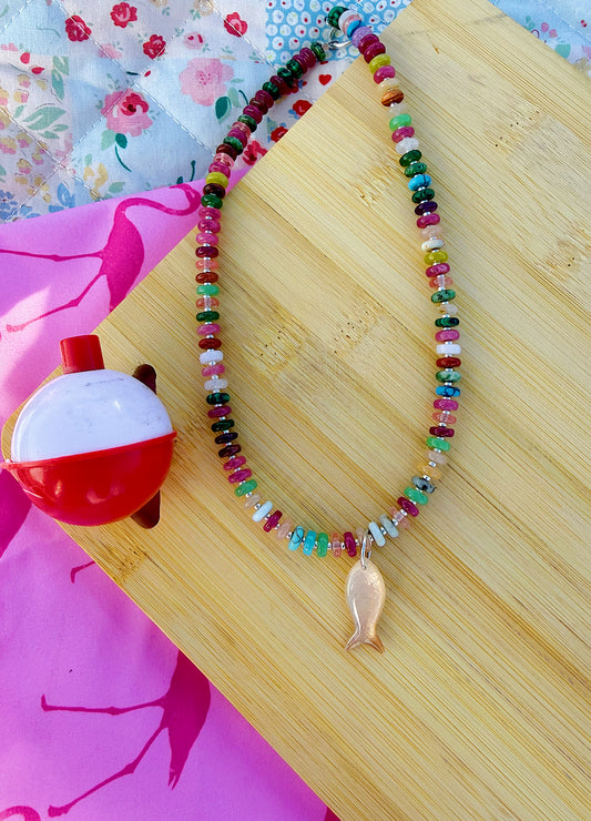 Gemstone charm necklace