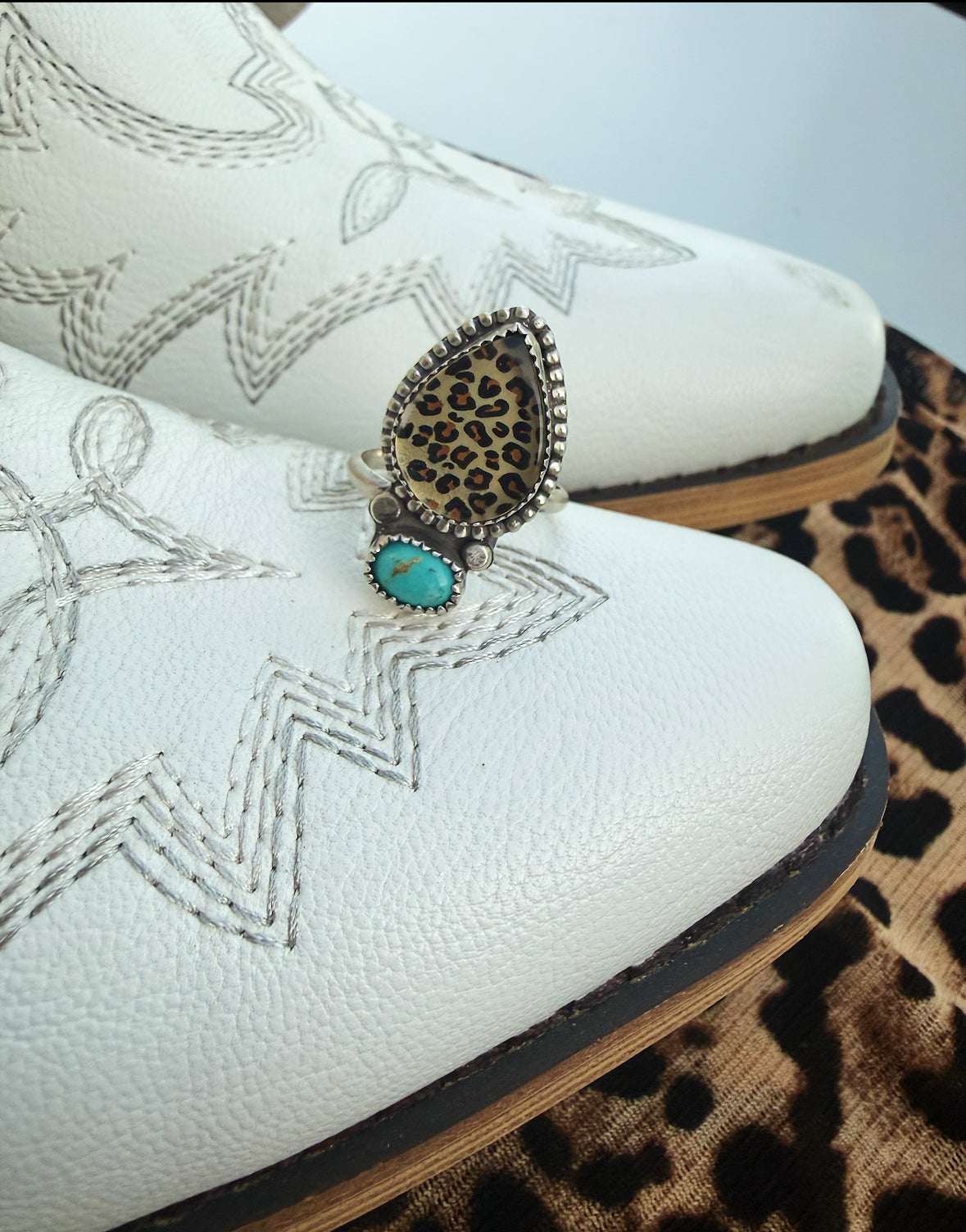 Cheetah and Turquoise Ring
