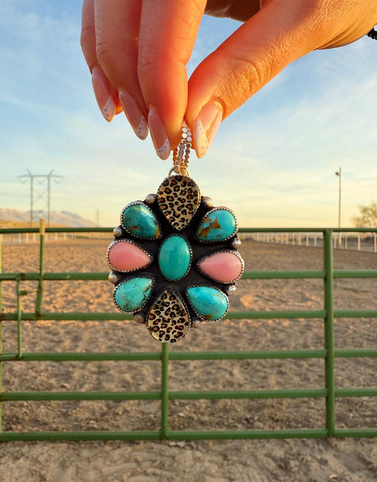 Mixed Stone Cheetah Pendant
